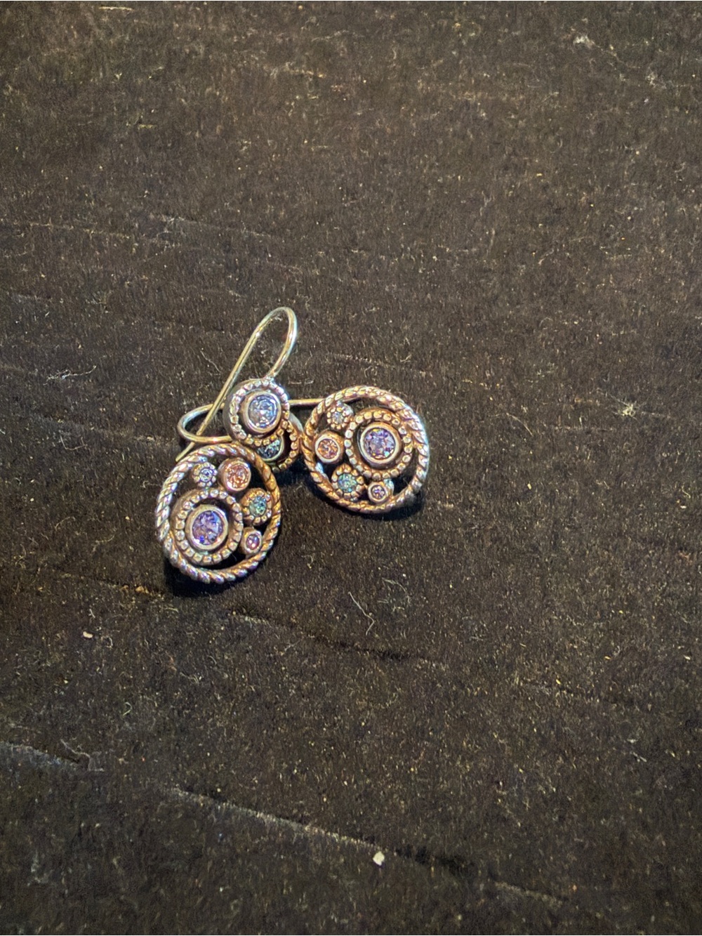 Brighton Gold-Tone Drop Earrings with Purple and Blue Accents